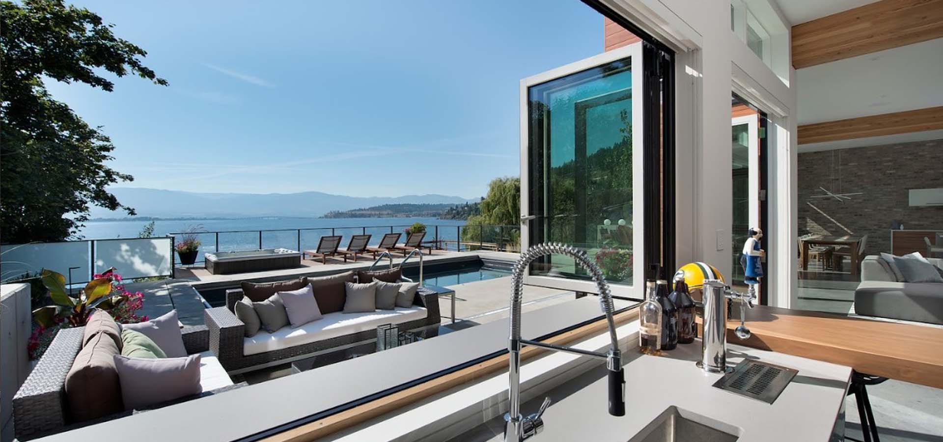 sliding window for patio to kitchen entertaining